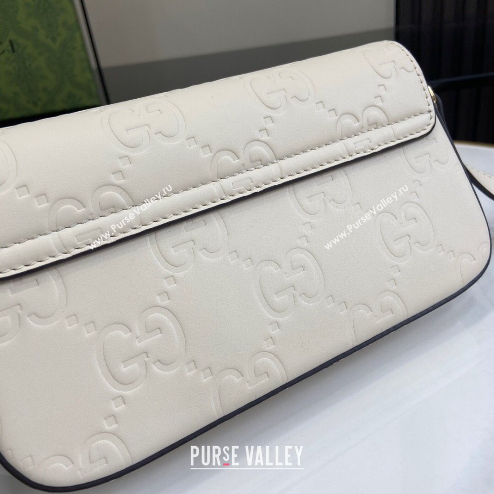 Gucci GG Leather Super Mini Shoulder Bag Black 772794 White 2024 (XLU-24051405)