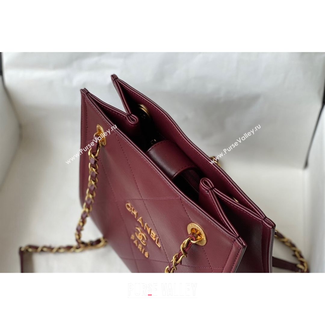 Chanel Calfskin Vertical Small Shopping Bag AS2750 Burgundy 2021 (SM-21082729)