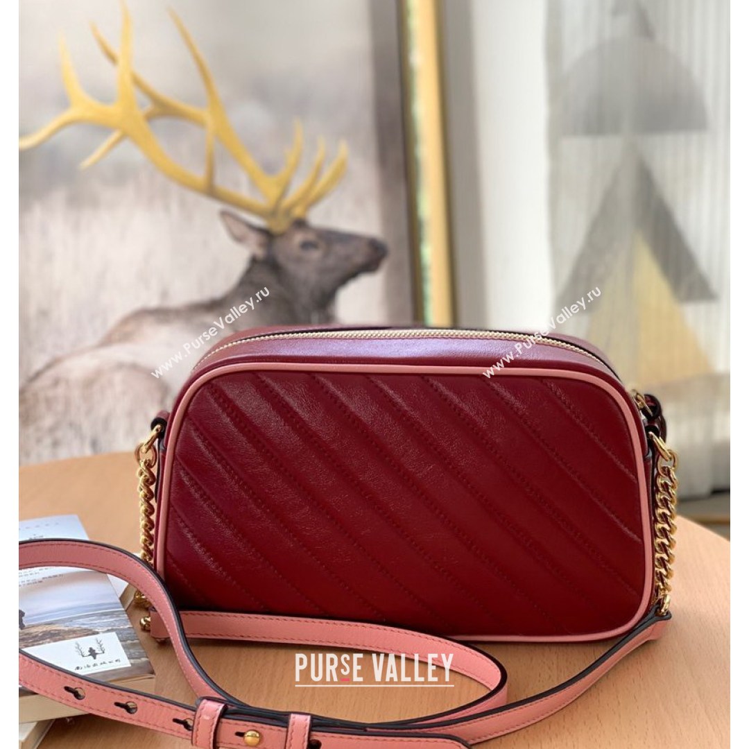 Gucci GG Marmont Small Shoulder Bag With Enamel Hardware 447632 Burgundy 2021 (DLH-210821052)