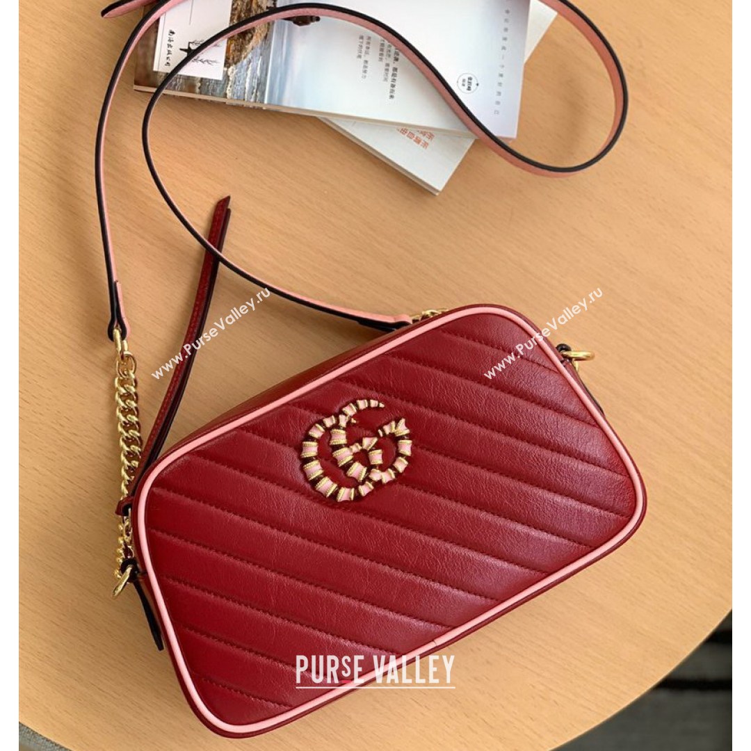 Gucci GG Marmont Small Shoulder Bag With Enamel Hardware 447632 Burgundy 2021 (DLH-210821052)