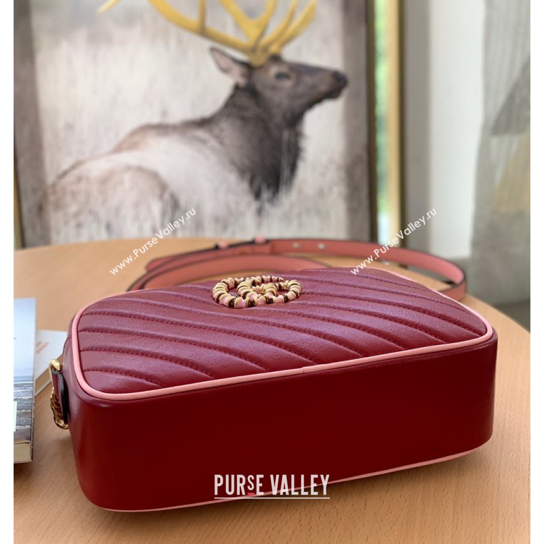 Gucci GG Marmont Small Shoulder Bag With Enamel Hardware 447632 Burgundy 2021 (DLH-210821052)