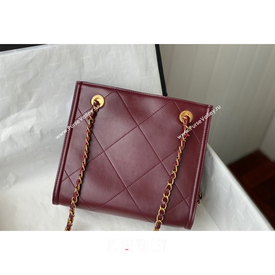 Chanel Calfskin Vertical Small Shopping Bag AS2750 Burgundy 2021 (SM-21082729)