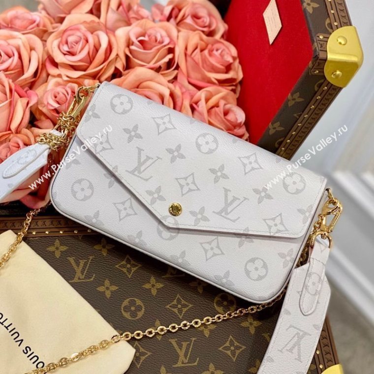 Louis Vuitton Pochette Felicie Chain Clutch Mini Bag in White Monogram Canvas M61276 2020 (KI-20110311)