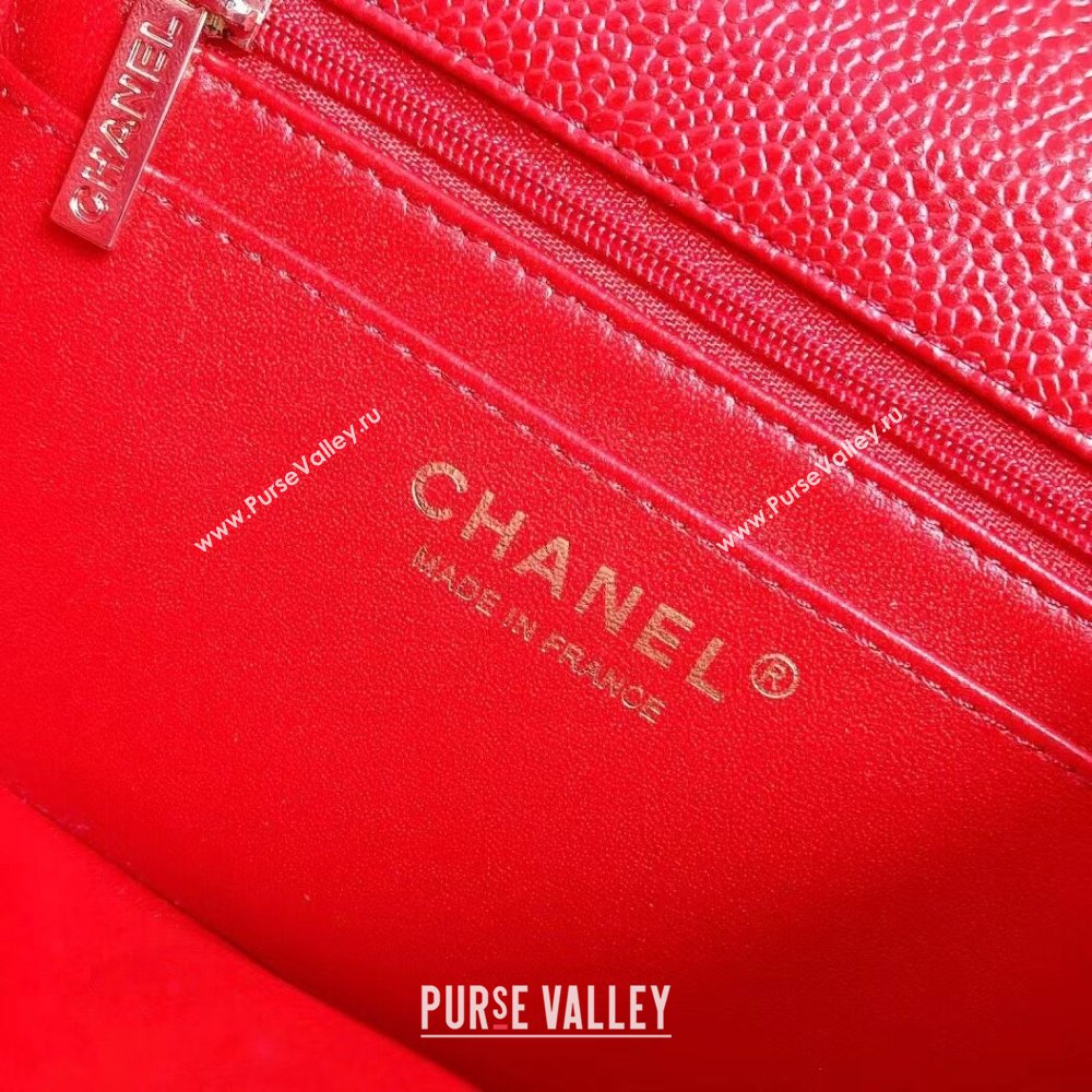 Chanel Grained Calfskin Mini Square Classic Flap Bag A01115 Red/Gold 2024 (YUND-24070225)