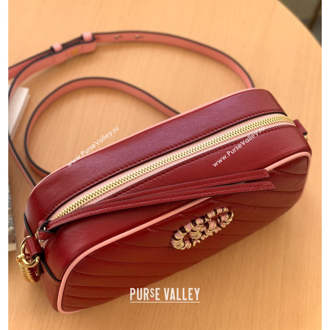 Gucci GG Marmont Small Shoulder Bag With Enamel Hardware 447632 Burgundy 2021 (DLH-210821052)