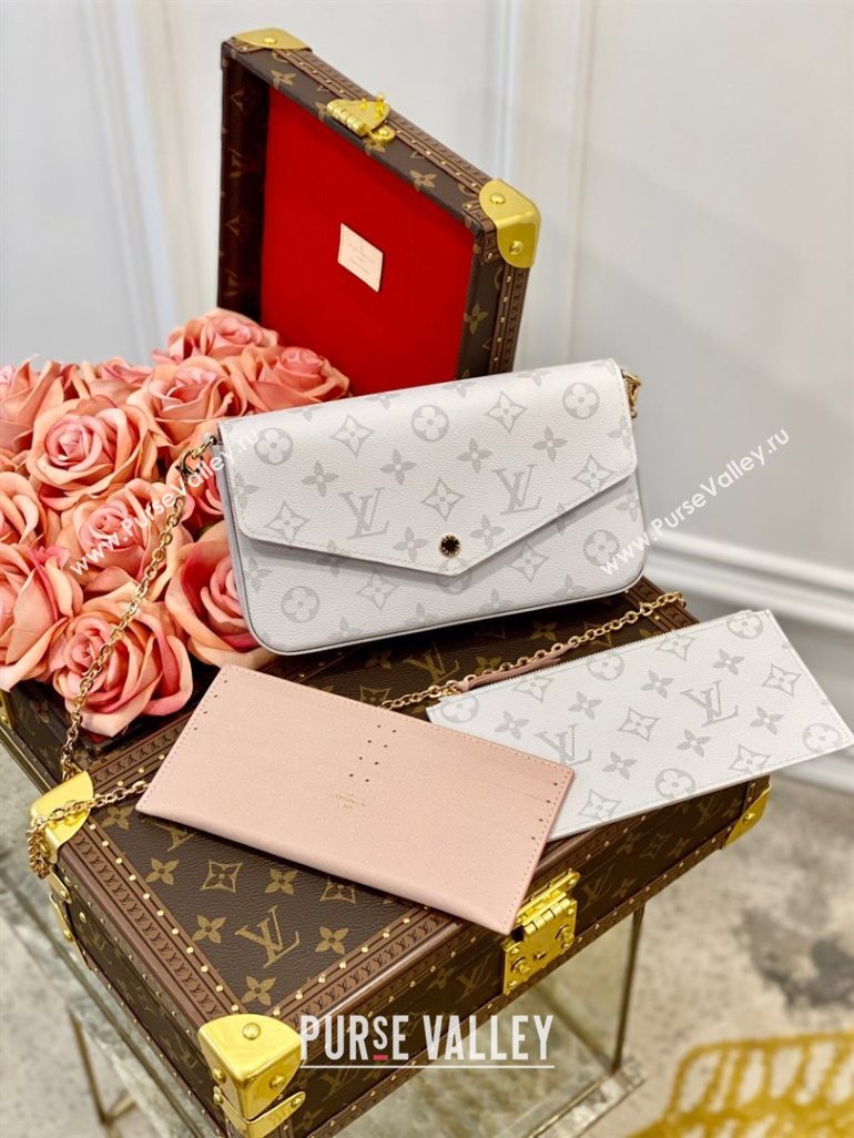 Louis Vuitton Pochette Felicie Chain Clutch Mini Bag in White Monogram Canvas M61276 2020 (KI-20110311)