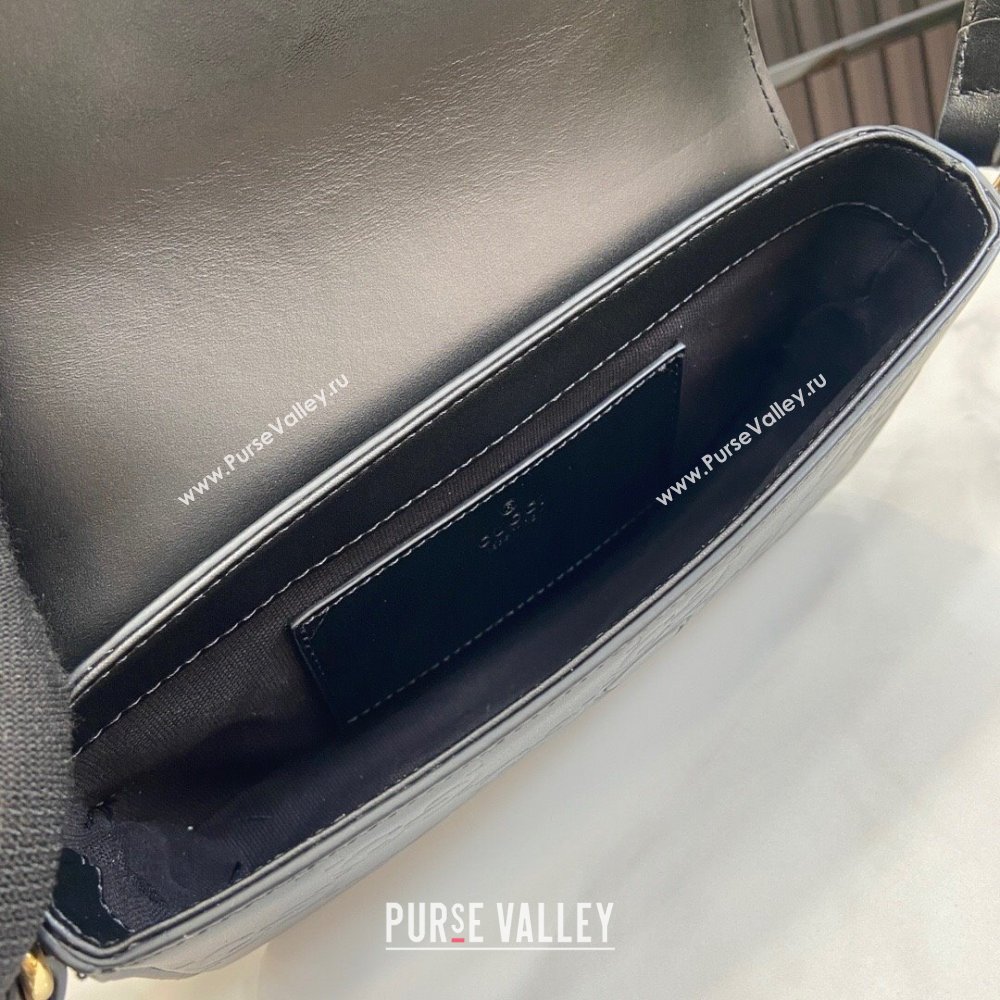 Gucci GG Leather Super Mini Shoulder Bag Black 772794 Black 2024 (XLU-24051406)