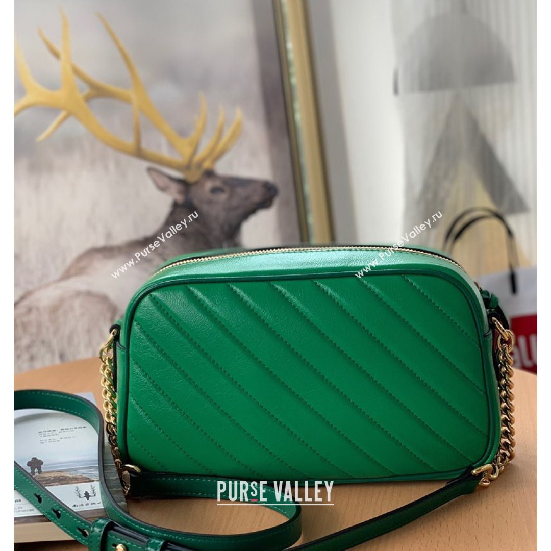 Gucci GG Marmont Small Shoulder Bag With Enamel Hardware 447632 Green 2021 (DLH-210821053)