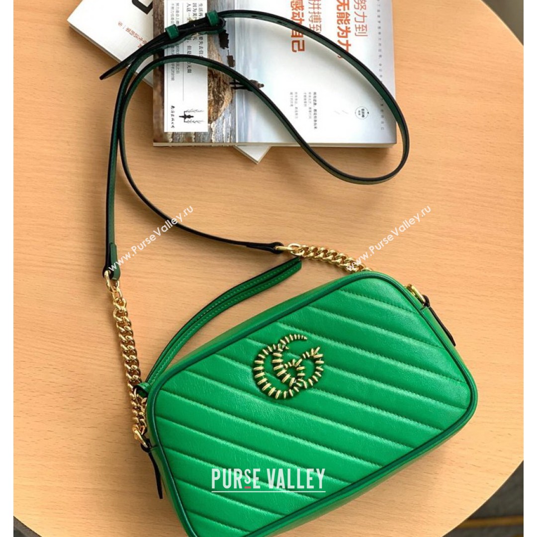 Gucci GG Marmont Small Shoulder Bag With Enamel Hardware 447632 Green 2021 (DLH-210821053)