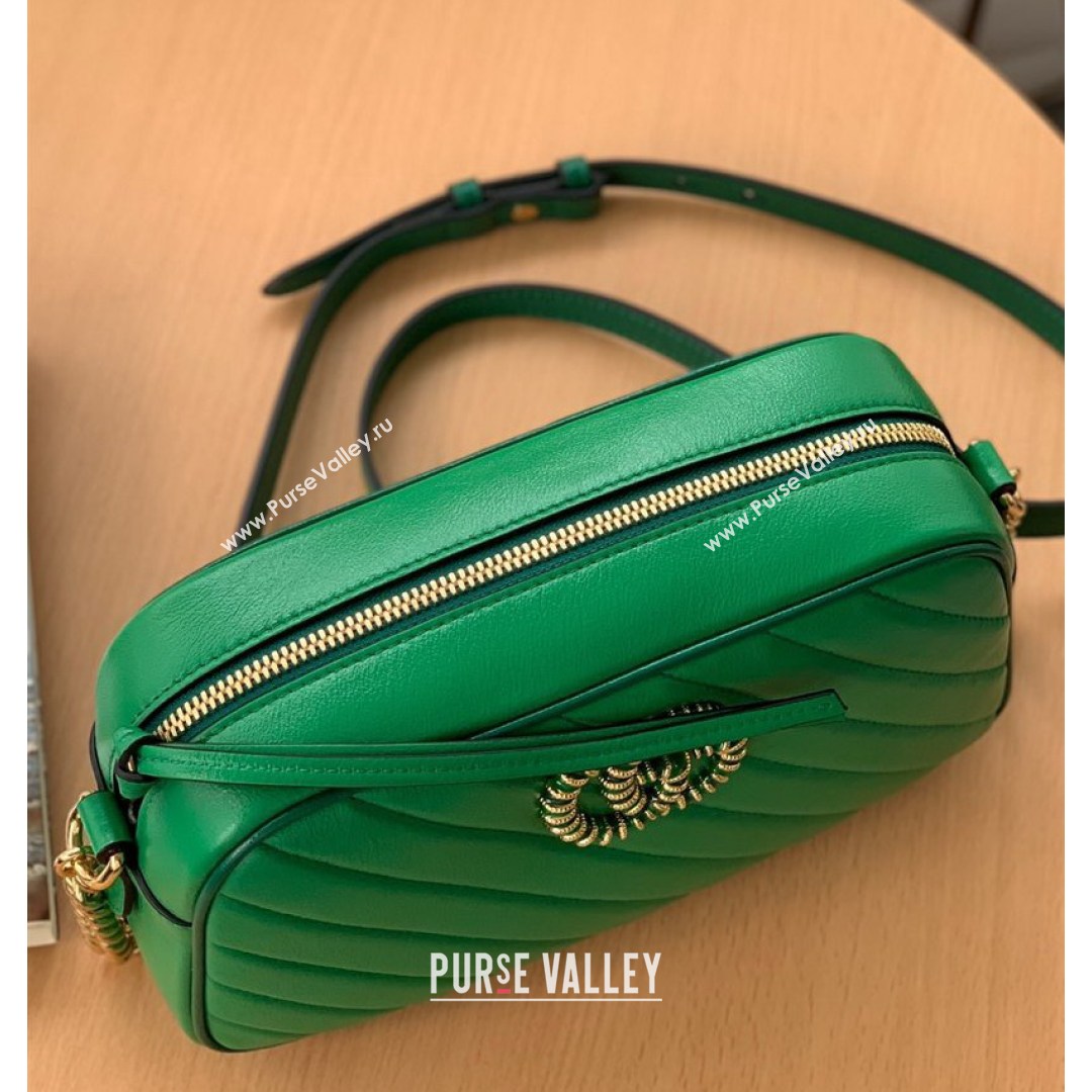 Gucci GG Marmont Small Shoulder Bag With Enamel Hardware 447632 Green 2021 (DLH-210821053)