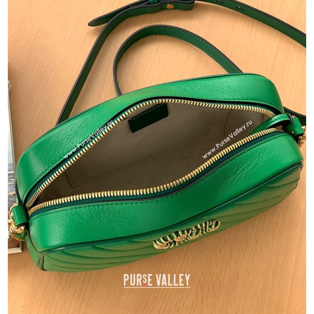 Gucci GG Marmont Small Shoulder Bag With Enamel Hardware 447632 Green 2021 (DLH-210821053)