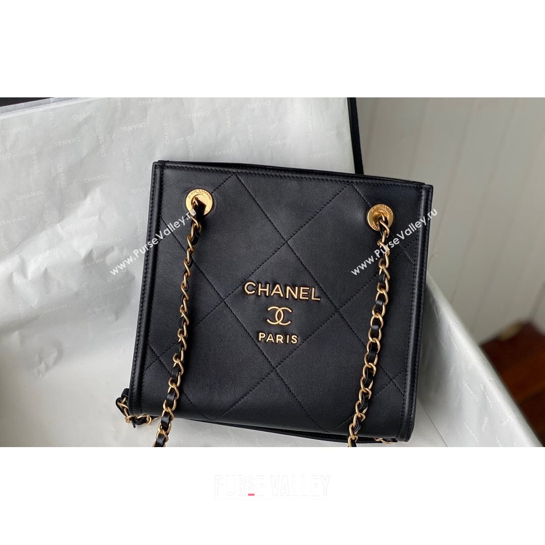 Chanel Calfskin Vertical Small Shopping Bag AS2750 Black 2021 (SM-21082731)