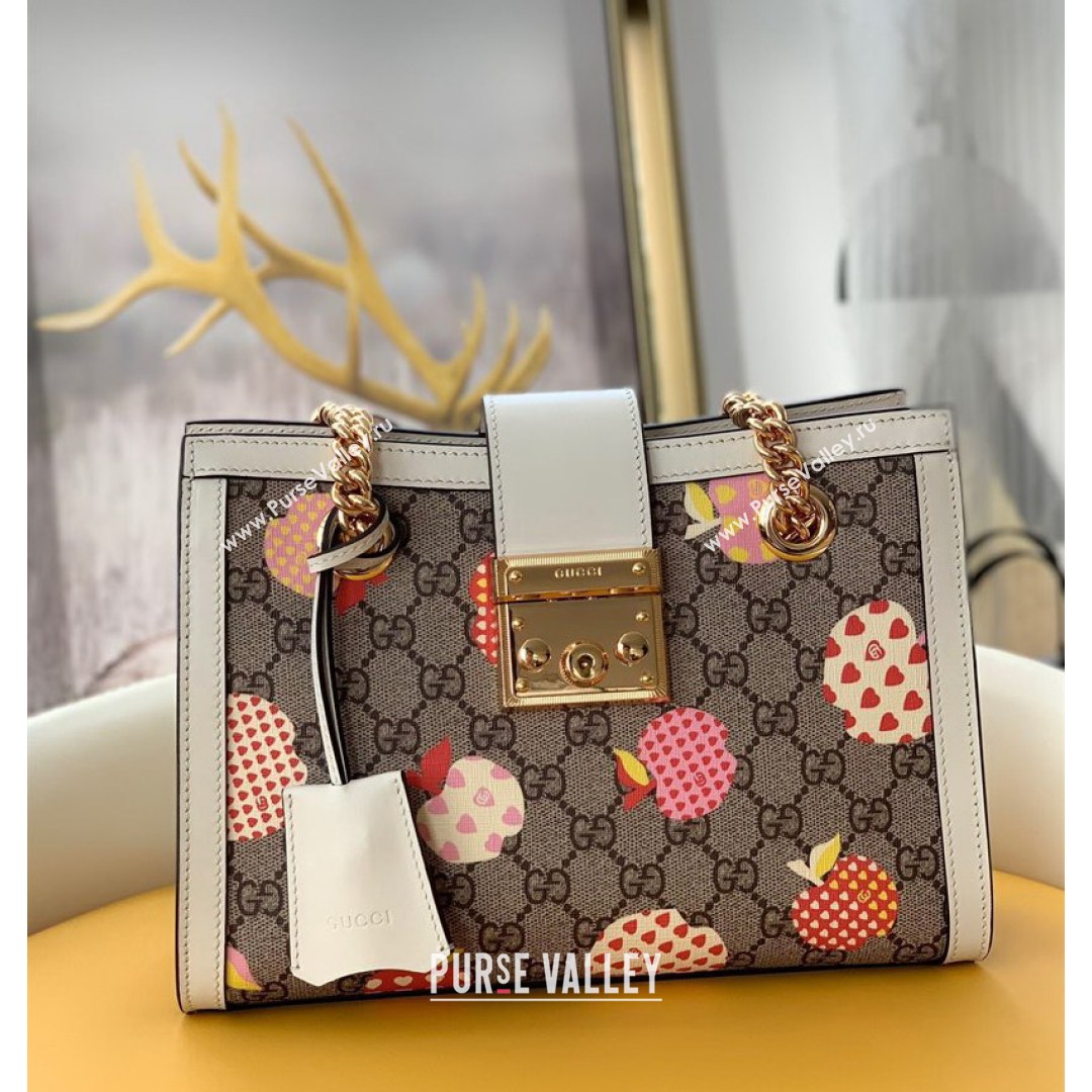 Gucci Padlock Valentines Day GG Apple Small Shoulder Bag 498156 White 2021 (DLH-210821058)