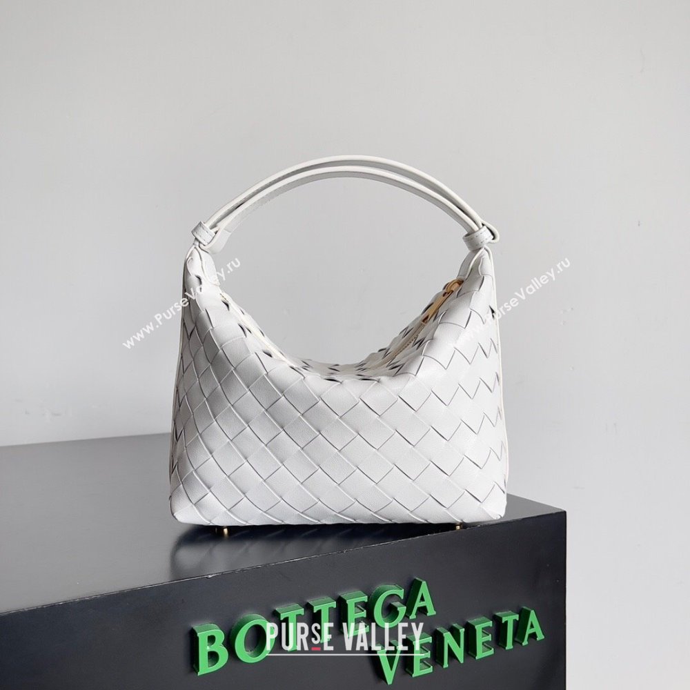 Bottega Veneta Mini Wallace Shoulder Bag in Intrecciato Soft Calfskin Leather 754443 White 2024 (MS-24012321)