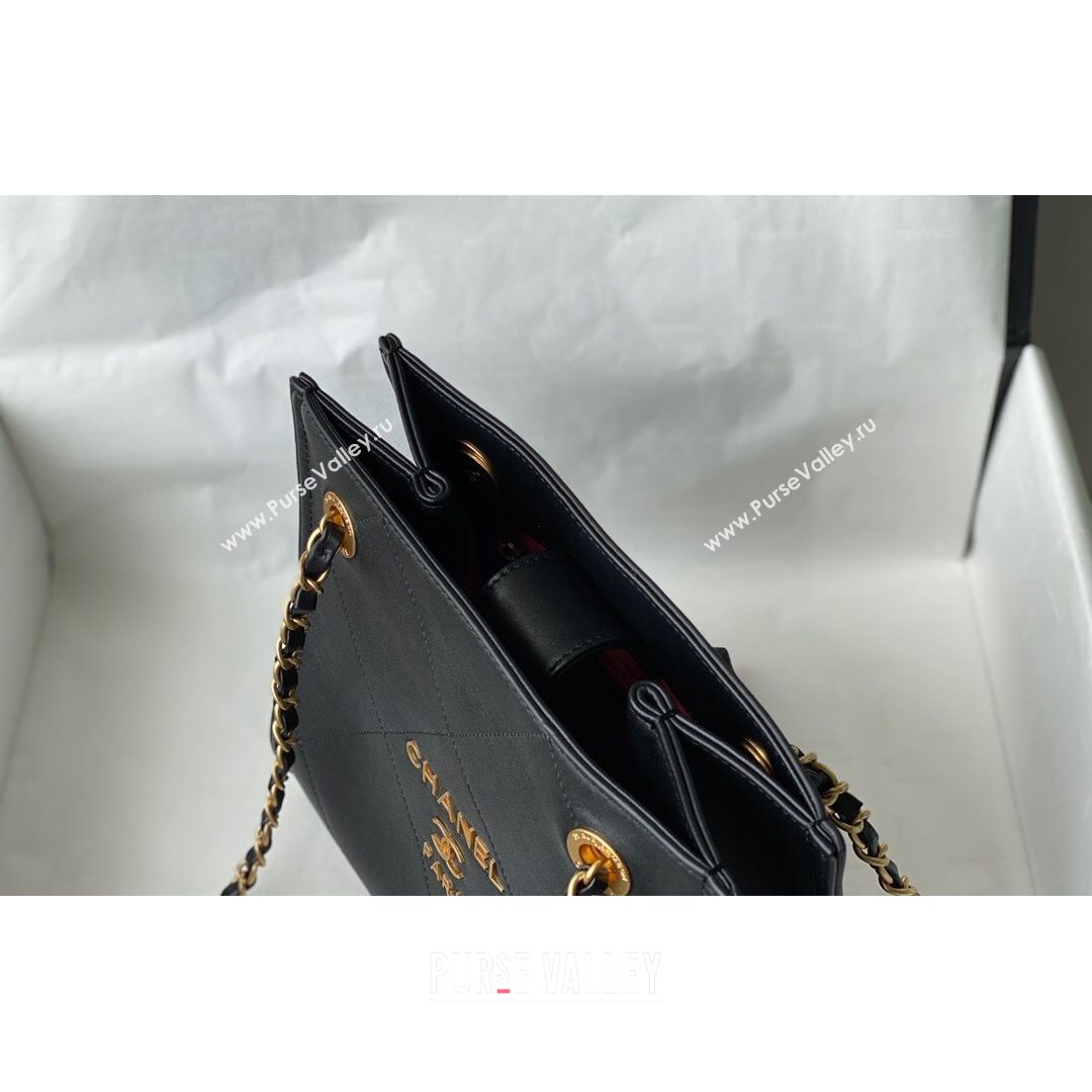 Chanel Calfskin Vertical Small Shopping Bag AS2750 Black 2021 (SM-21082731)