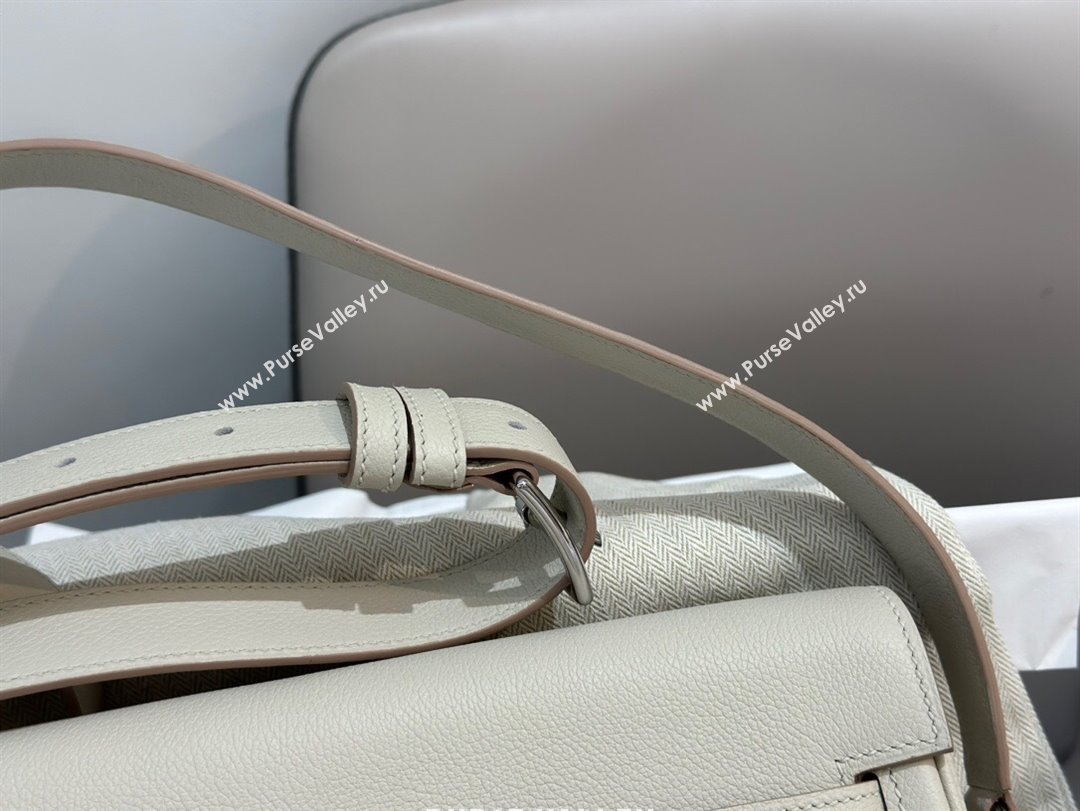 Hermes Kelly Messenger Bag in Original Evercolor Leather Glacier White/Silver 2024(Full Handmade) (XYA-24051534)