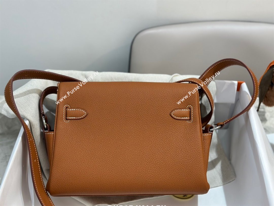 Hermes Kelly Messenger Bag in Original Evercolor Leather Brown/Silver 2024(Full Handmade) (XYA-24051535)