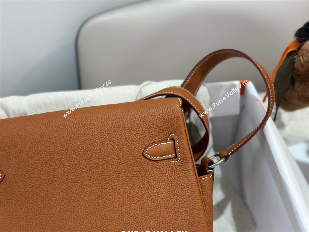 Hermes Kelly Messenger Bag in Original Evercolor Leather Brown/Silver 2024(Full Handmade) (XYA-24051535)