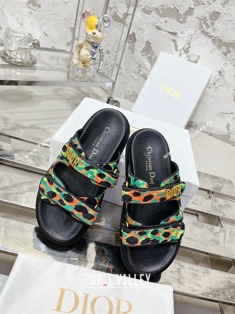 Dior Dioract Slide Sandals in Printed Canvas Green 2025 0214 (MD-250214004)