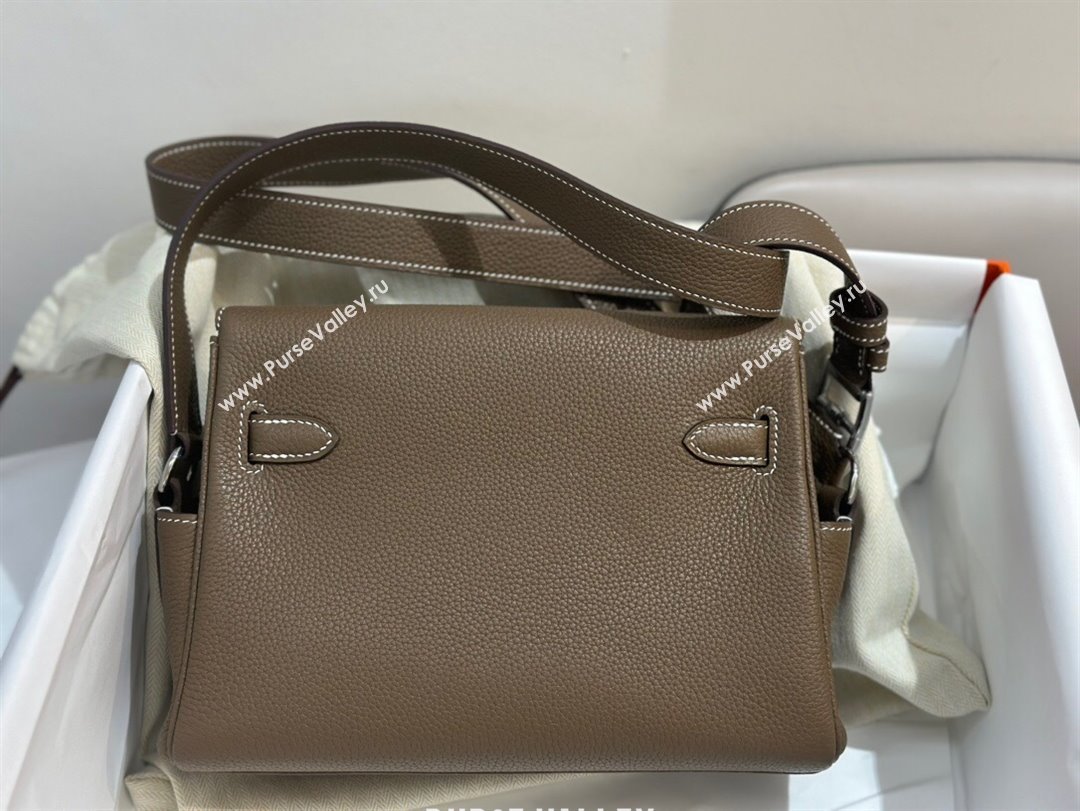Hermes Kelly Messenger Bag in Original Evercolor Leather Etoupe/Silver 2024(Full Handmade) (XYA-24051536)
