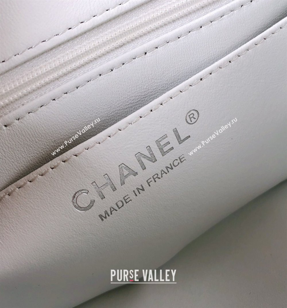 Chanel Lambskin Mini Square Classic Flap Bag A01115 White/Silver 2024 (YUND-24070201)