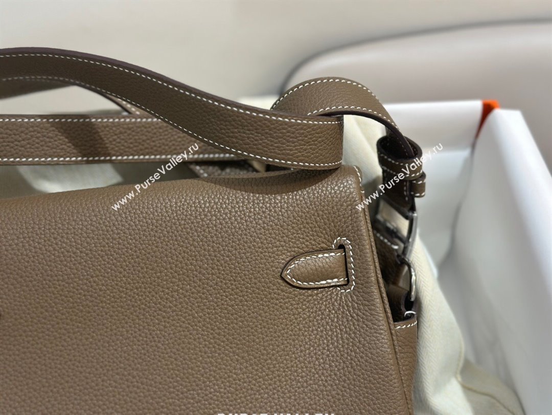 Hermes Kelly Messenger Bag in Original Evercolor Leather Etoupe/Silver 2024(Full Handmade) (XYA-24051536)