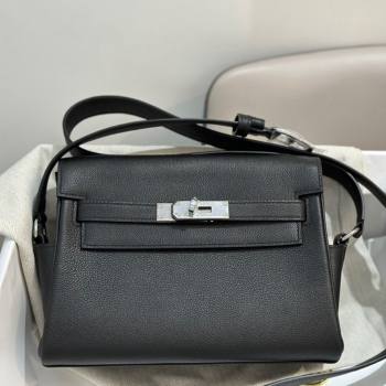 Hermes Kelly Messenger Bag in Original Evercolor Leather Black/Silver 2024(Full Handmade) (XYA-24051537)