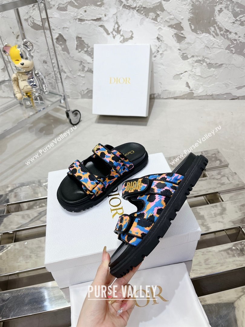 Dior Dioract Slide Sandals in Printed Canvas Blue 2025 0214 (MD-250214005)