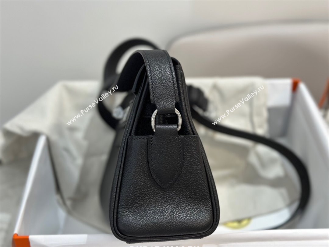 Hermes Kelly Messenger Bag in Original Evercolor Leather Black/Silver 2024(Full Handmade) (XYA-24051537)