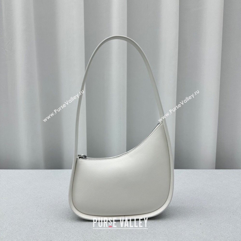 The Row Half Moon Shoulder Bag in White Leather 1811 2024 (NM-24102209)