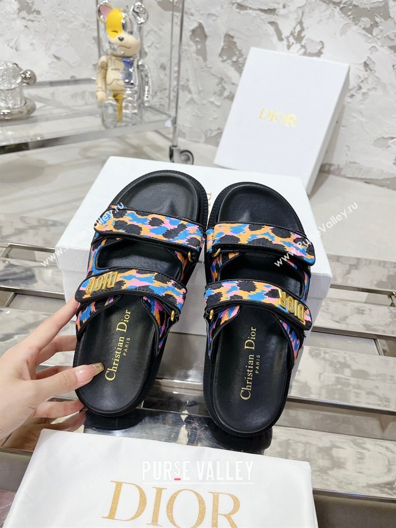 Dior Dioract Slide Sandals in Printed Canvas Blue 2025 0214 (MD-250214005)