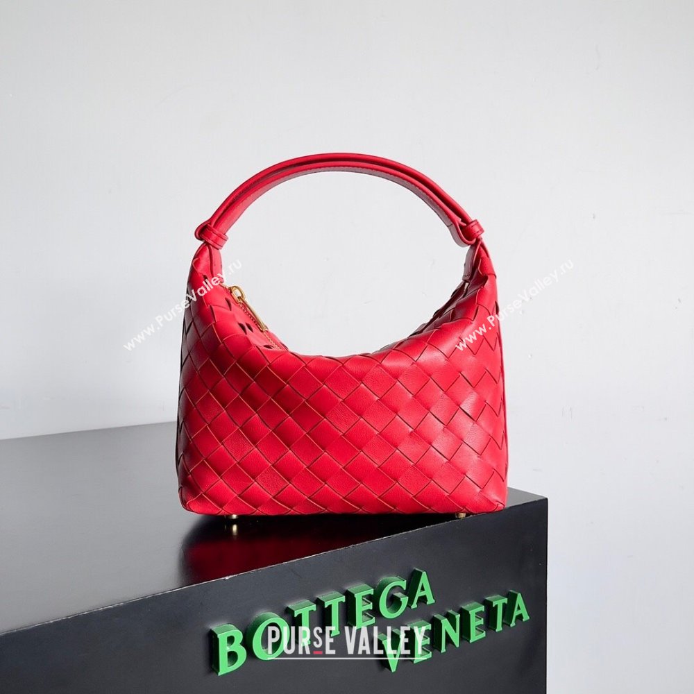 Bottega Veneta Mini Wallace Shoulder Bag in Intrecciato Soft Calfskin Leather 754443 Red 2024 (MS-240119113)