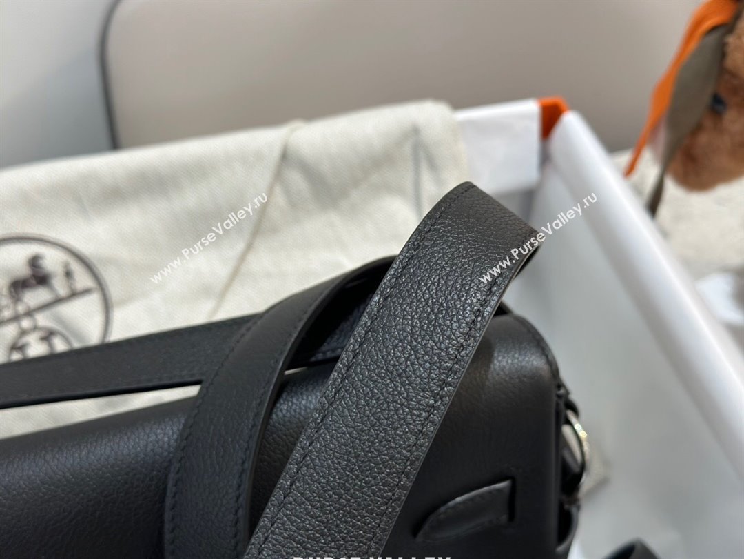 Hermes Kelly Messenger Bag in Original Evercolor Leather Black/Silver 2024(Full Handmade) (XYA-24051537)