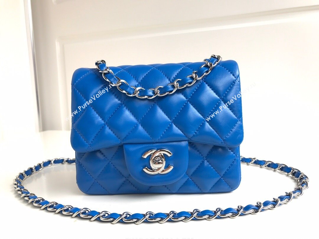 Chanel Lambskin Mini Square Classic Flap Bag A01115 Blue/Silver 2024 (YUND-24070203)