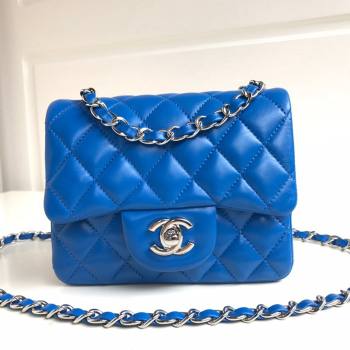 Chanel Lambskin Mini Square Classic Flap Bag A01115 Blue/Silver 2024 (YUND-24070203)