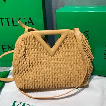 Bottega Veneta Small Point Top Handle Bag in Lozenge Quilted Leather Almond Beige 2021 (MS-21080603)