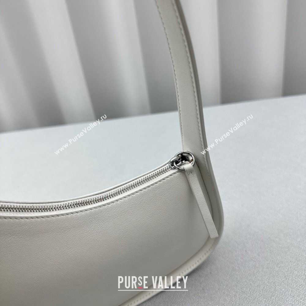 The Row Half Moon Shoulder Bag in White Leather 1811 2024 (NM-24102209)