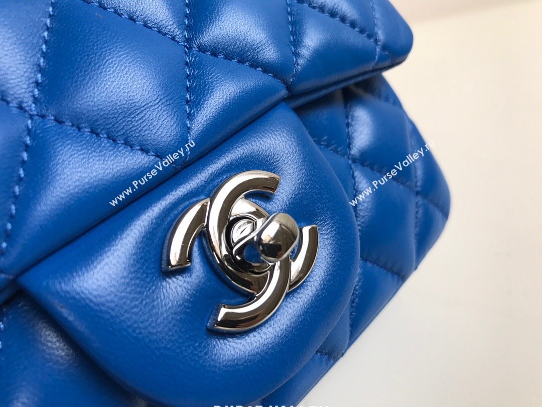 Chanel Lambskin Mini Square Classic Flap Bag A01115 Blue/Silver 2024 (YUND-24070203)