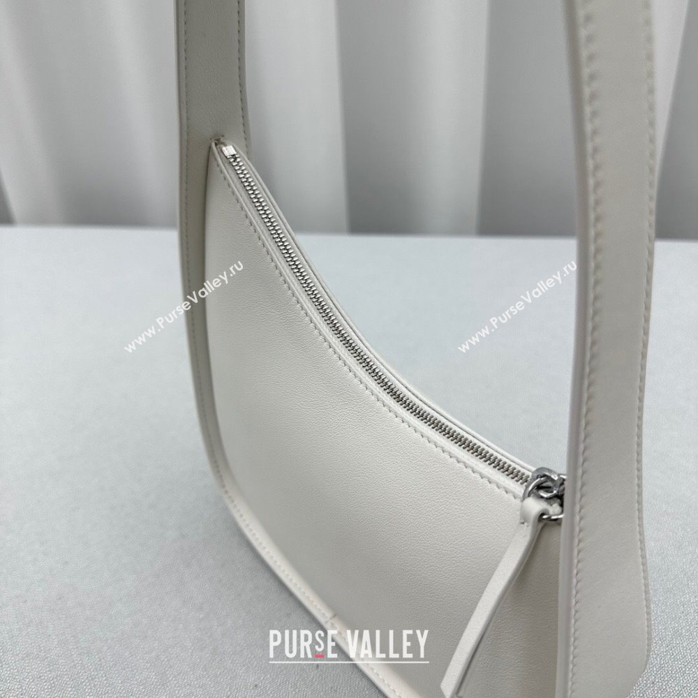 The Row Half Moon Shoulder Bag in White Leather 1811 2024 (NM-24102209)