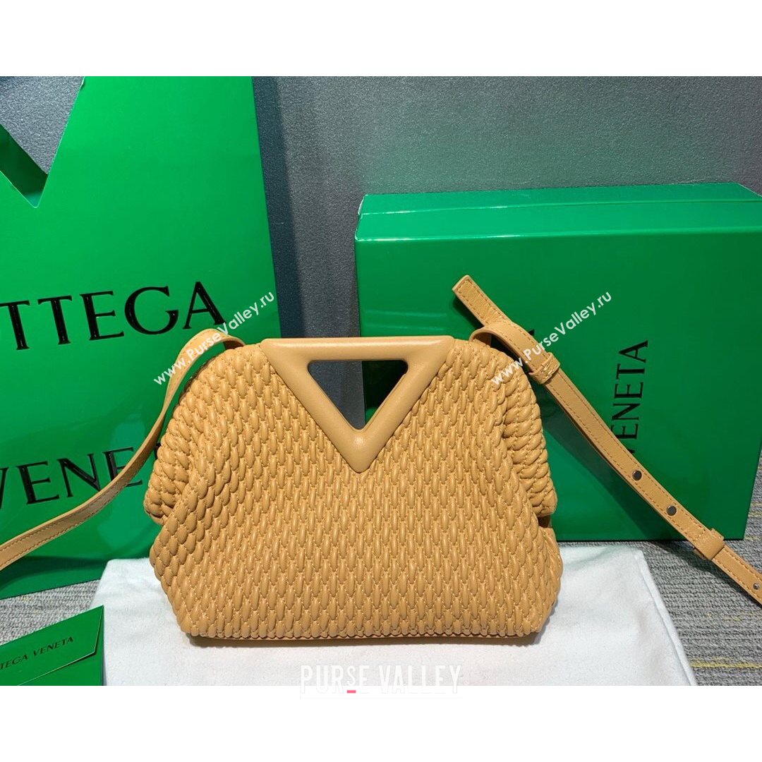 Bottega Veneta Small Point Top Handle Bag in Lozenge Quilted Leather Almond Beige 2021 (MS-21080603)