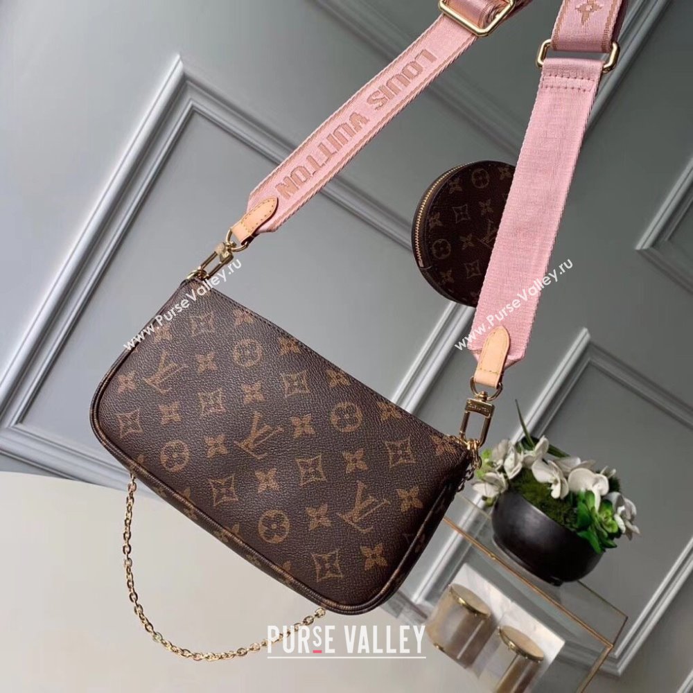 Louis Vuitton Multi-Pochette Accessoires Triple Monogram Canvas Shoulder Bag Pink M44840 2024 (KI-240829023)