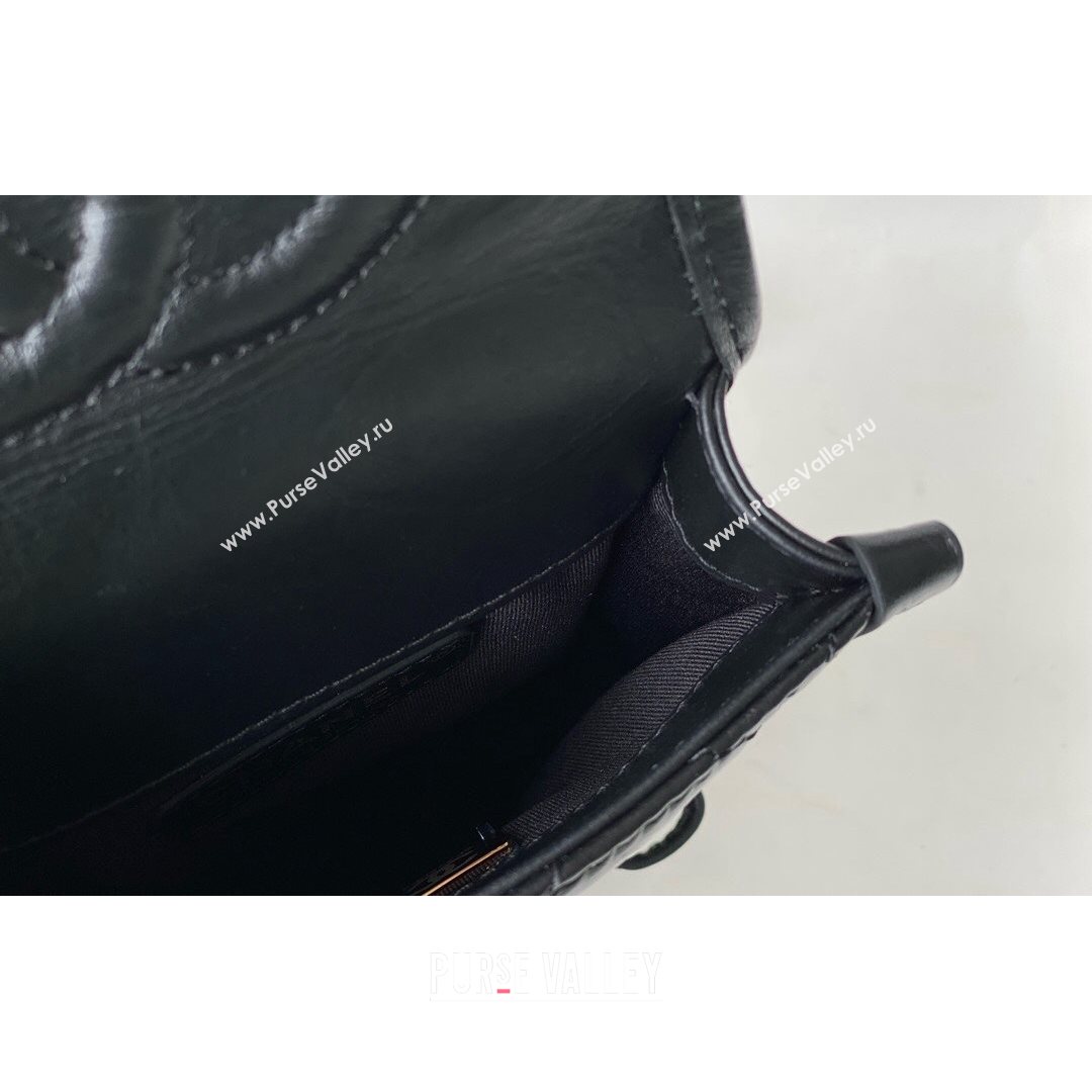 Chanel Tweed & Aged Calfskin Messenger Mini Flap Bag AS2695 Black/White 2021 (SM-21082734)