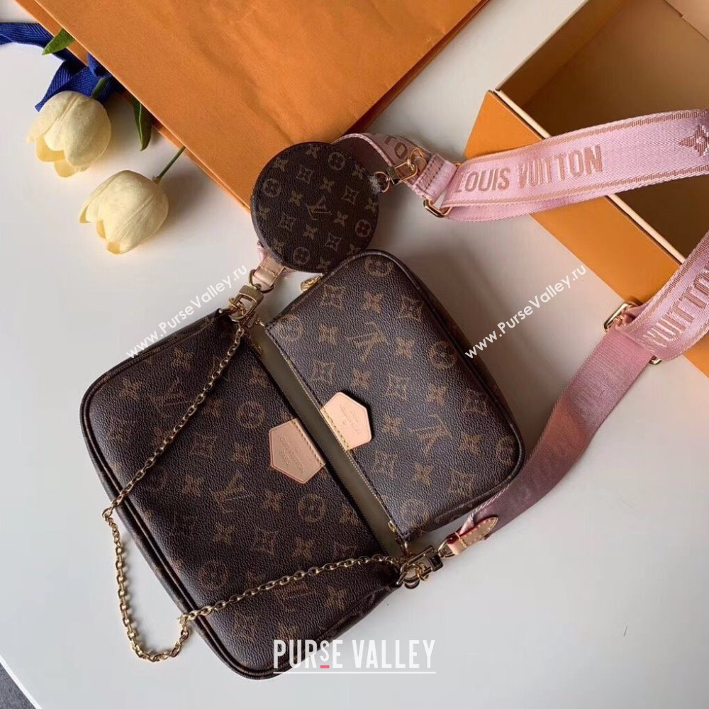 Louis Vuitton Multi-Pochette Accessoires Triple Monogram Canvas Shoulder Bag Pink M44840 2024 (KI-240829023)