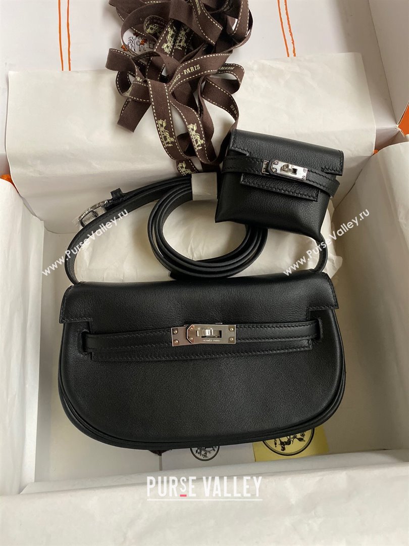 Hermes Kelly Moove Bag in Original Swift Leather Black/Silver 2024(Full Handmade) (XYA-2405151338)