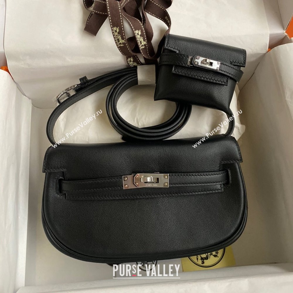 Hermes Kelly Moove Bag in Original Swift Leather Black/Silver 2024(Full Handmade) (XYA-2405151338)