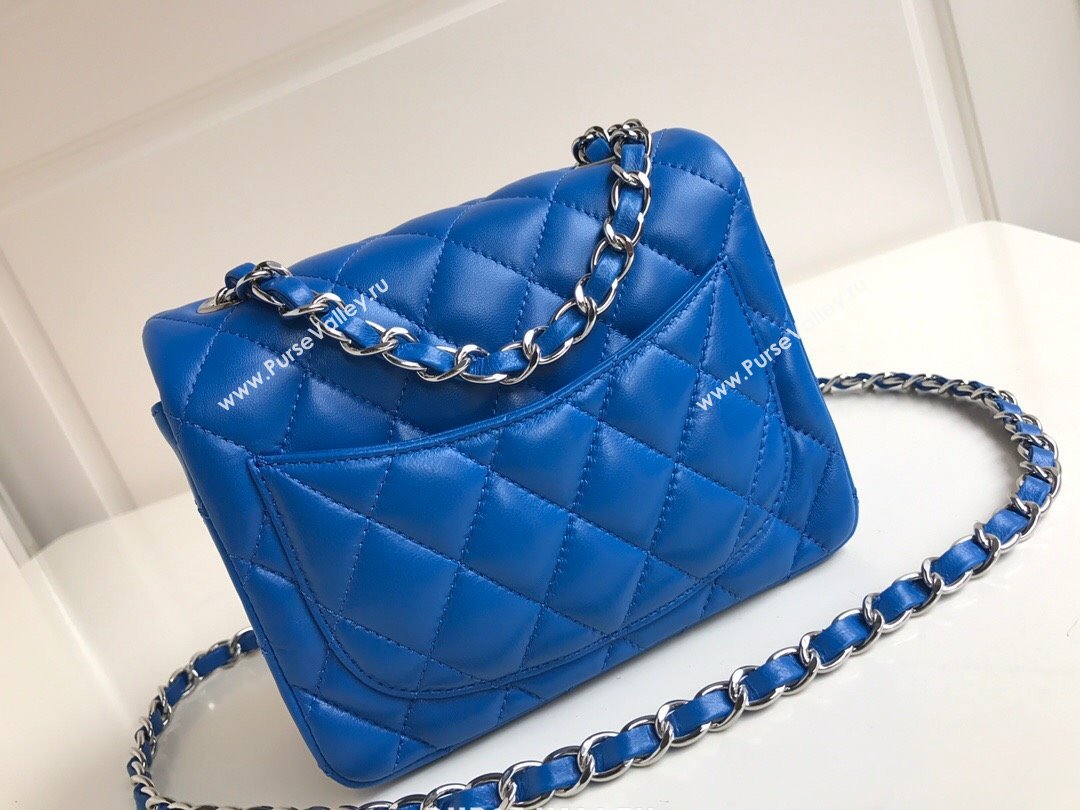 Chanel Lambskin Mini Square Classic Flap Bag A01115 Blue/Silver 2024 (YUND-24070203)