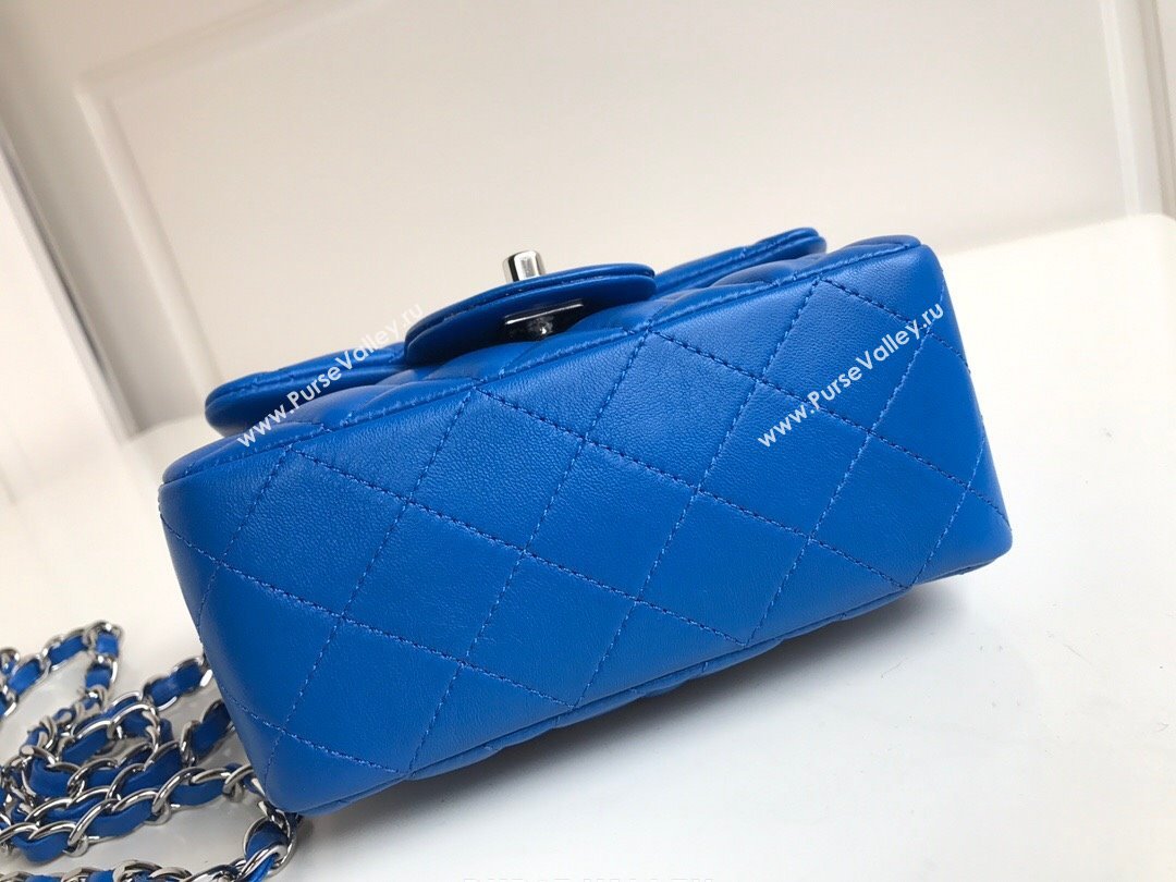 Chanel Lambskin Mini Square Classic Flap Bag A01115 Blue/Silver 2024 (YUND-24070203)