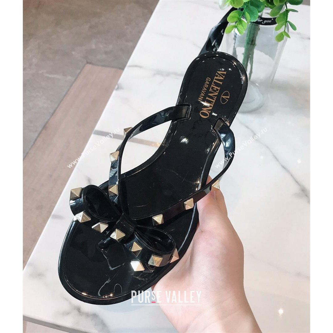 Valentino PVC Stud Flat Flip-flops Black 2021 (ME-210804052)