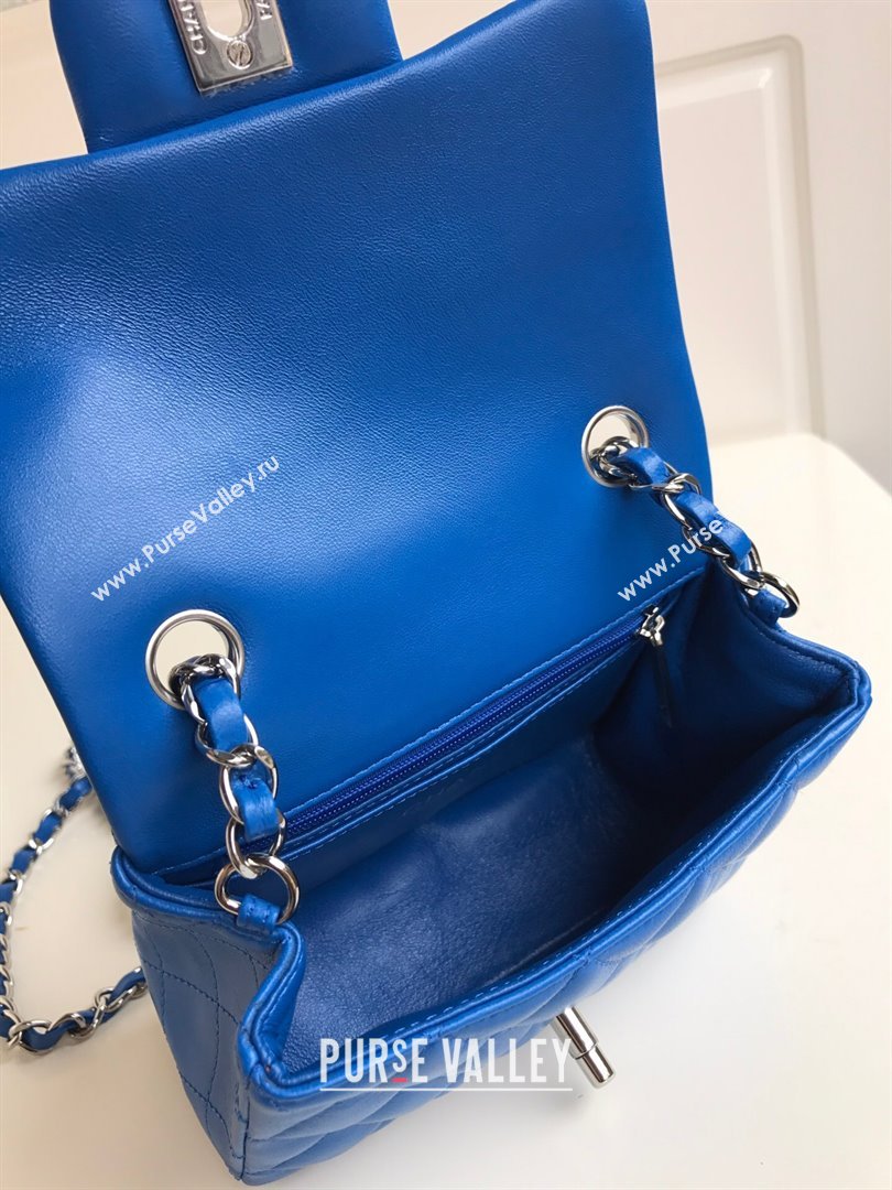 Chanel Lambskin Mini Square Classic Flap Bag A01115 Blue/Silver 2024 (YUND-24070203)