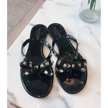 Valentino PVC Stud Flat Flip-flops Black 2021 (ME-210804052)